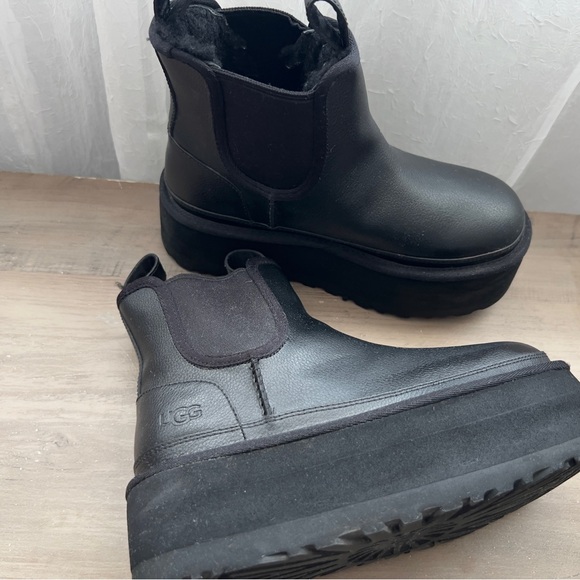 Black Ugg Platform Ankle Boots - Picture 2 of 5